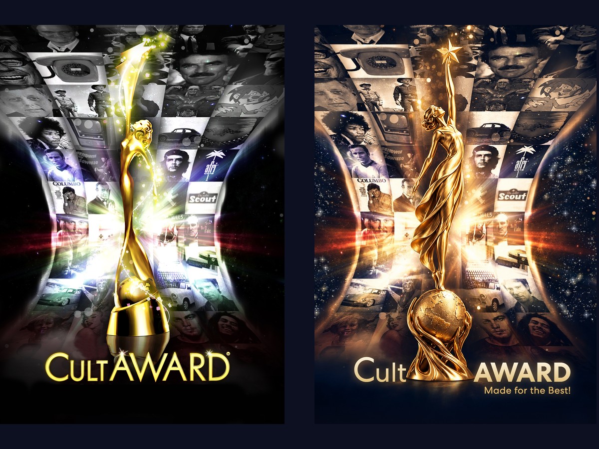 The CultAWARD poster from 2010 next to its 2026 new edition with today’s trophy